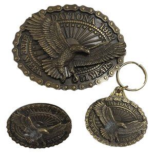 Daytona Bike Week 90s 1992 Belt Buckle Keychain Pin 3D Eagle Timing Chain Set 3